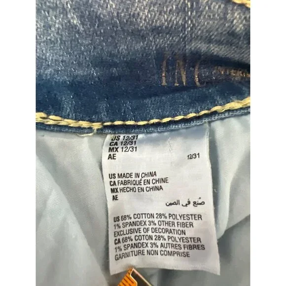 INC Denim Mid Rise Boyfriend Jeans‎ size 12/31 Distressed Leopard Patch - Picture 7 of 12